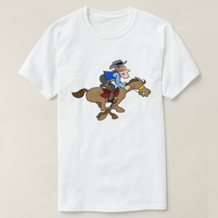 T-shirt Cartoon Cowboy Gallops Cheval Animé Rapide