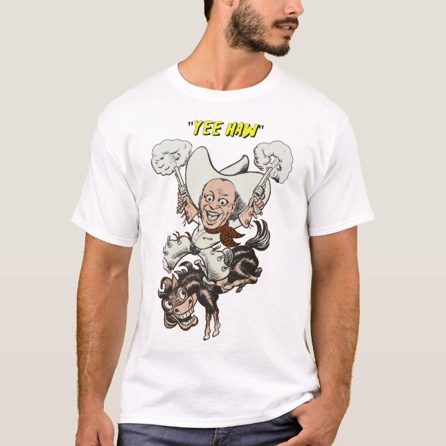 T-shirt Cartoon cowboy tir pistolets équitation art (Devant)