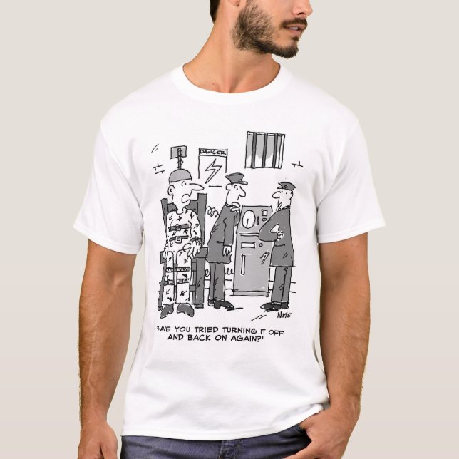 T-shirt Cartoon de chaise électrique défectueuse - Drôle (Devant)