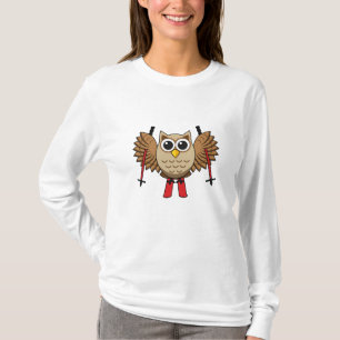 T-shirt Cartoon de ski de Chouette