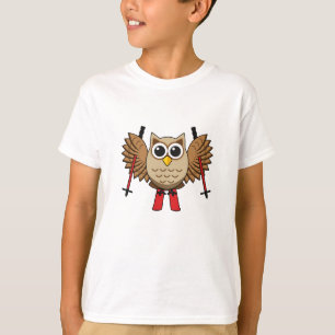 T-shirt Cartoon de ski de Chouette