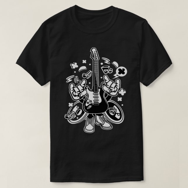 T-shirt Cartoon Electric Guitar Rock N-Roll Buckethead (Design devant)