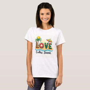 T-Shirt Cartoon Éléments de Plage Été LOVE