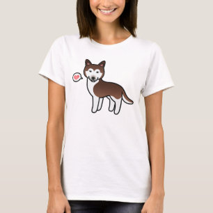 T-shirt Cartoon en cuivre Sibérie Husky Love