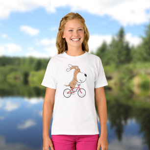 T-shirt Cartoon Funny mignon Chien Chien Chiot Vélos Vélo