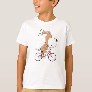 T-shirt Cartoon Funny Mignonne Chien Chien Chiot Vélos Vél