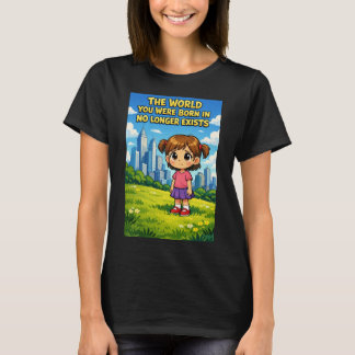 T-shirt Cartoon Girl Lost Innocence Past vs Future Graphic