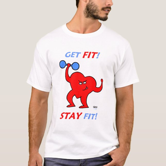 T-shirt Cartoon Heart Exercice Fitness Motivation Dire (Devant)