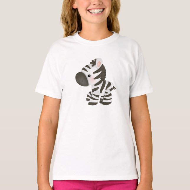 T-shirt Cartoon mignon bébé Zebra (Devant)