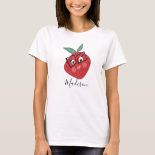 T-shirt Cartoon mignonne fraise Nom tiré à la main