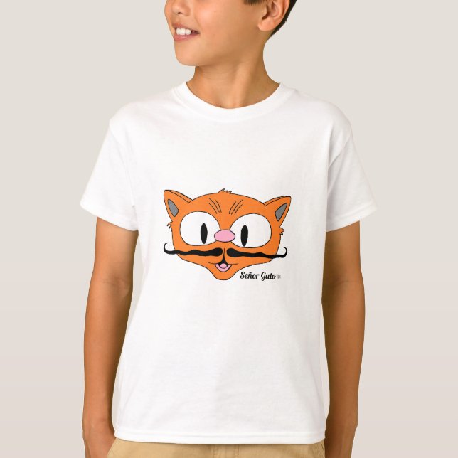 T-shirt Cartoon Mustache Chat Señor Gato enfant (Devant)