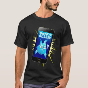 T-shirt Cartoon Poisson Grincheux Selfie sur Smartphone