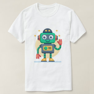 T-Shirt Cartoon Robot Fun Tee Graphique pour Jeune