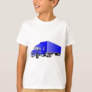 T-shirt Cartoon semi-camion bleu remorque