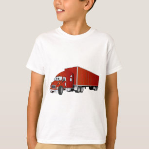 T-shirt Cartoon Semi Truck Red Trailer