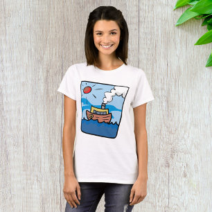 T-shirt Cartoon Steamship sur Ocean Waves Art nautique