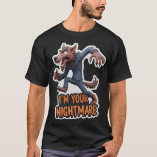T-shirt Cartoon werewolf in suit with Im Your Nightmare te