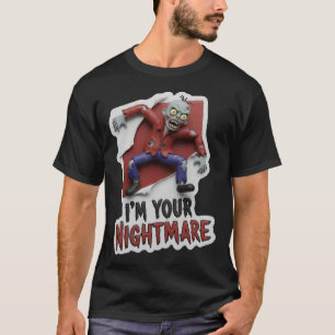 T-shirt Cartoon zombie effrayant avec texte de cauchemar