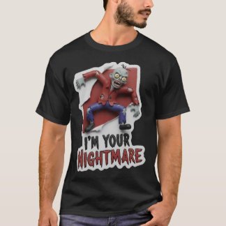 T-shirt Cartoon zombie effrayant avec texte de cauchemar