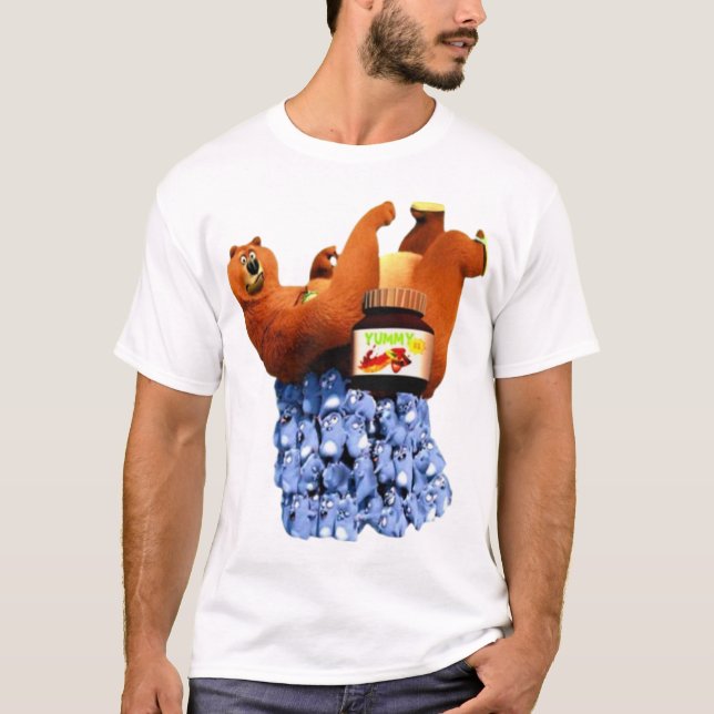T-SHIRT CARTOUCHE DE CADEAU GRIZZY ET LEMMINGS AMUSANT ENF (Devant)