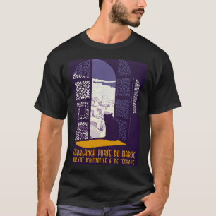T-shirt Casablanca Porte Du Maroc. Affiche de voyage. Vint