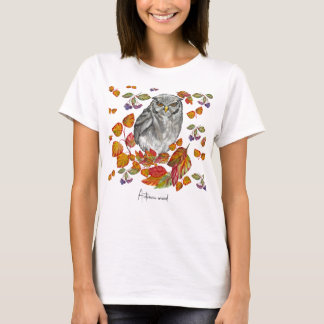 T-shirt Cascade chute belle chouette et feuille