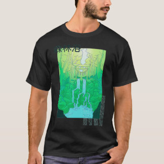 T-shirt Cascade japonaise, vert esthétique Vaporwave Anim