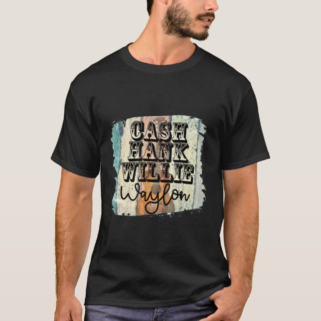 T-shirt Cash Hank Willie Waylon Guitare Country Music (Devant)