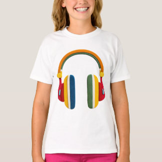 T-shirt Casque Audio Coloré – Design Musical Amusant pour