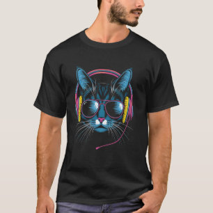 T-shirt Casque audio pour amoureux des chats Musique DJ Id