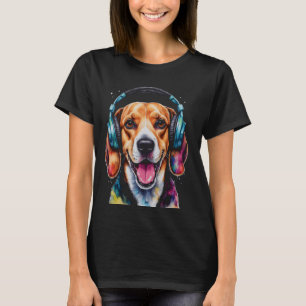 T-shirt Casque beagle Chien Drôle Animal Art Imprimer Grap