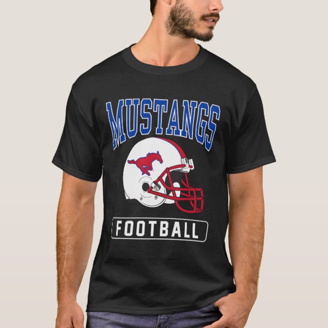 T-shirt Casque de football Smu Mustangs, méthodiste du sud (Devant)
