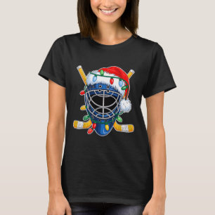 T-shirt Casque de hockey sur glace de Noël Santa Xmas Homm