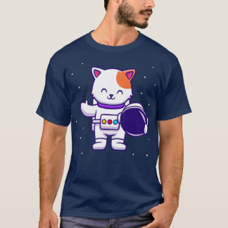 T-shirt Casque de maintien de chats de l'astronaute mignon