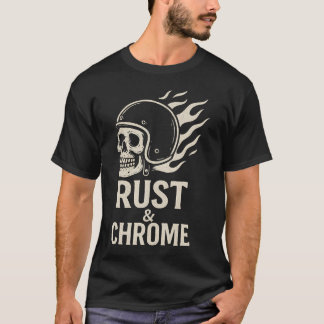 T-shirt Casque de motard Chrome Crâne Rouille Biker - Moto