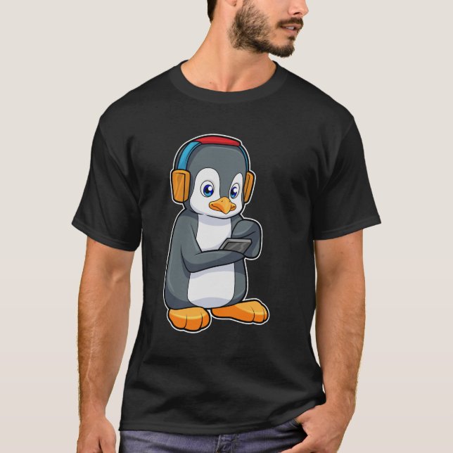 T-shirt Casque de musique Penguin (Devant)