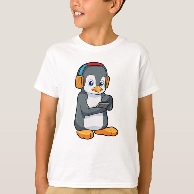 T-shirt Casque de musique Penguin (Devant)