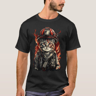 T-shirt Casque de pompier Chat Chaton Pompiers