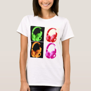 T-shirt Casque de quatre couleurs Pop Art Tête Téléphone