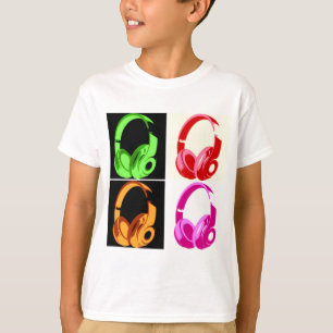 T-shirt Casque de quatre couleurs Pop Art Tête Téléphone