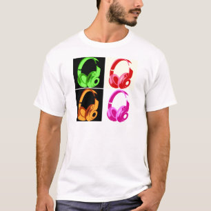 T-shirt Casque de quatre couleurs Pop Art Tête Téléphone