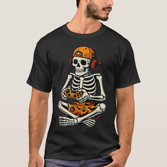 T-shirt Casque de squelette Gamer (Devant)