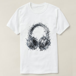 T-shirt Casque d'eau Splash Water Fluid Audio Musique Art