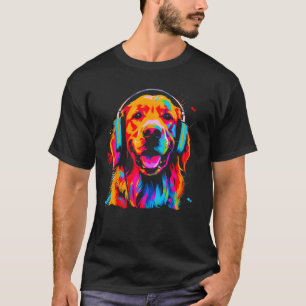 T-shirt Casque DJ DJ Art Golden Retriever Dog