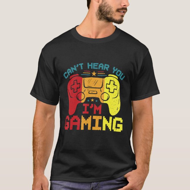 T-shirt Casque Retro Gamer Désolé Je ne peux pas vous ente (Devant)