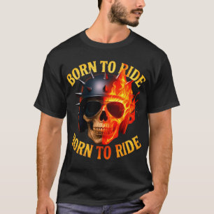 T-shirt Casque Skull Flamboyant Né pour Rouler