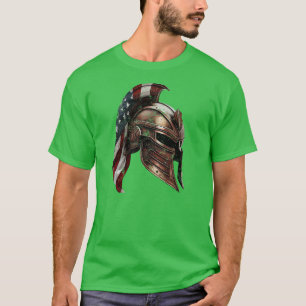 T-shirt Casque spartiate avec drapeau américain