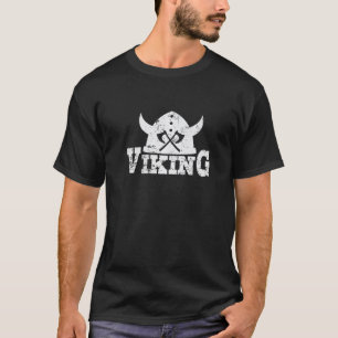 T-shirt Casque Viking avec Haches croisées Premium