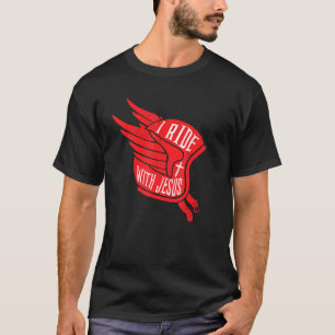 T-shirt Casque vintage Moto À Riding I Ride Avec Jésus