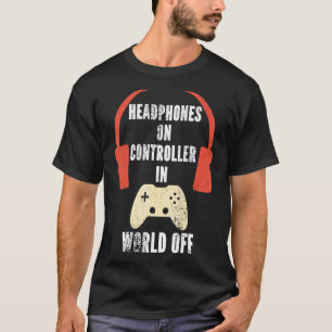 T-shirt Casques Sur Contrôleur Dans World Of Music Gaming